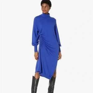 Ted Baker London AAVVAA Knitted Midi Sweater Dress Ruched Blue Size 4 New